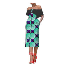 Load image into Gallery viewer, Off the Shoulder African Print Dress
