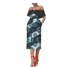 Load image into Gallery viewer, Off the Shoulder African Print Dress
