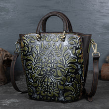 Load image into Gallery viewer, Vined Embossed Bucket Leather Shoulder Bag
