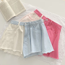 Load image into Gallery viewer, Design Niche Color Matching Wide-Leg Shorts Jeans
