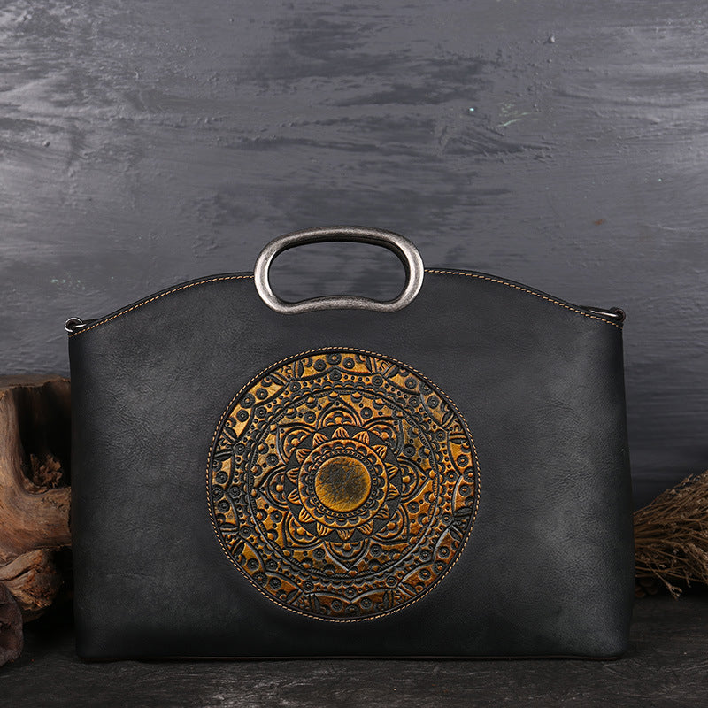 Large Embossed Leather Handbag