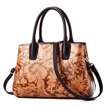 Load image into Gallery viewer, Leaf  Embossed Zippered Handbag
