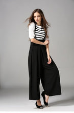 Load image into Gallery viewer, Cropped Suspender Wide-Leg Pants
