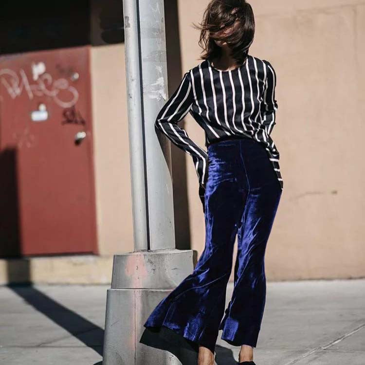 Velvet Bell Bottom Trousers