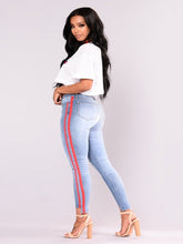 Load image into Gallery viewer, Denim Stretch Ribbon Accented Pants
