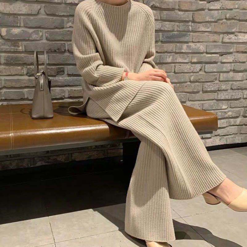 Casual Knit Tunic Pant Set