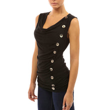 Load image into Gallery viewer, V-neck Sleeveless Button Accented Top
