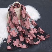 Load image into Gallery viewer, Flower Accented Mesh Scarves
