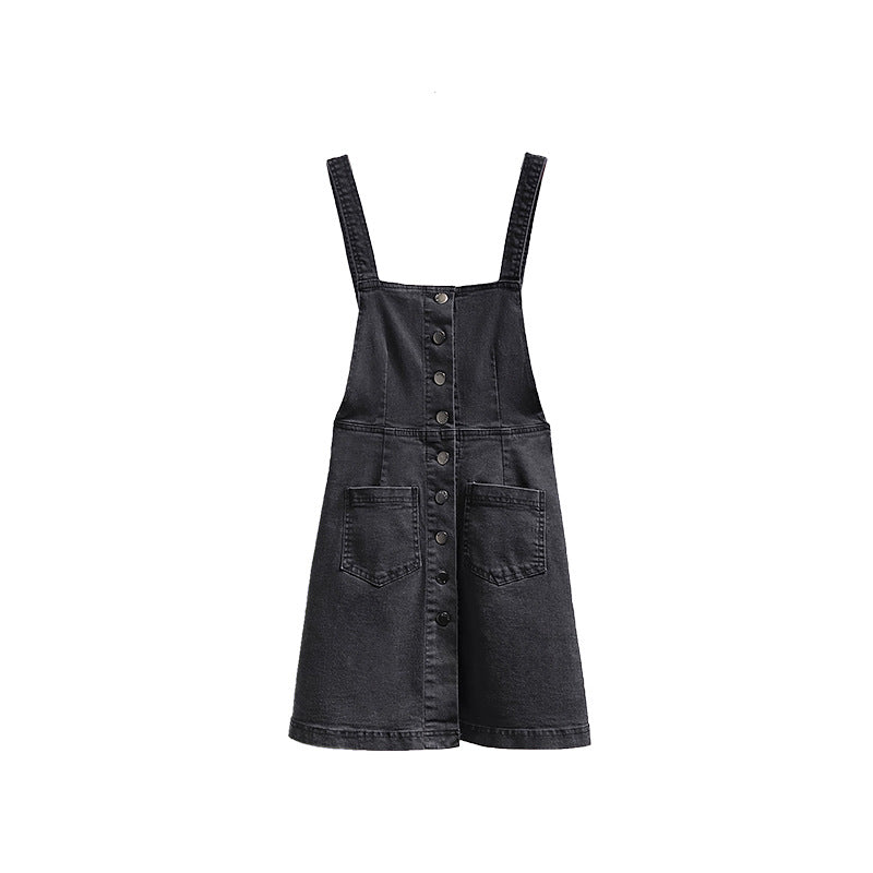 Single-Breasted Dark Grey Denim Dress