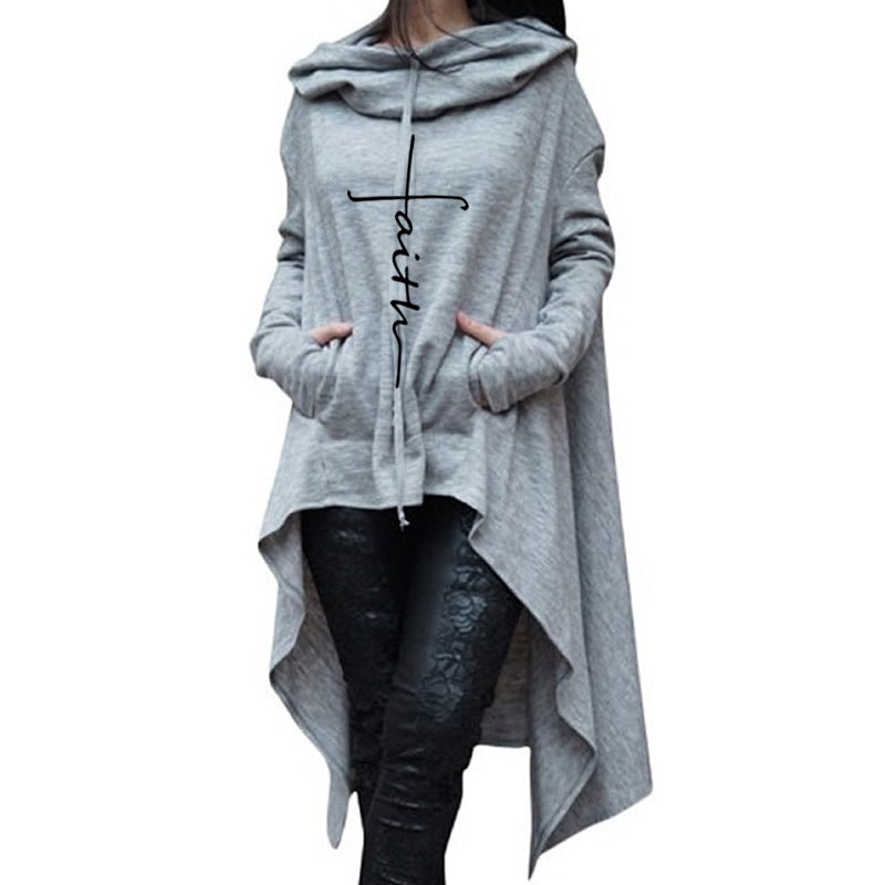 Irregular Hemmed Hooded Cape