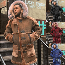 Load image into Gallery viewer, Plush Lined Block Colored Hooded Trench Coat
