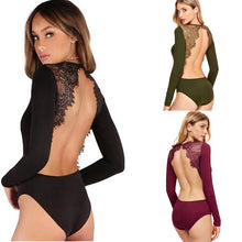 Load image into Gallery viewer, Lace Panel Long Sleeve Bodysuit
