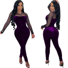 Load image into Gallery viewer, Velour Mesh Top Jumpsuit
