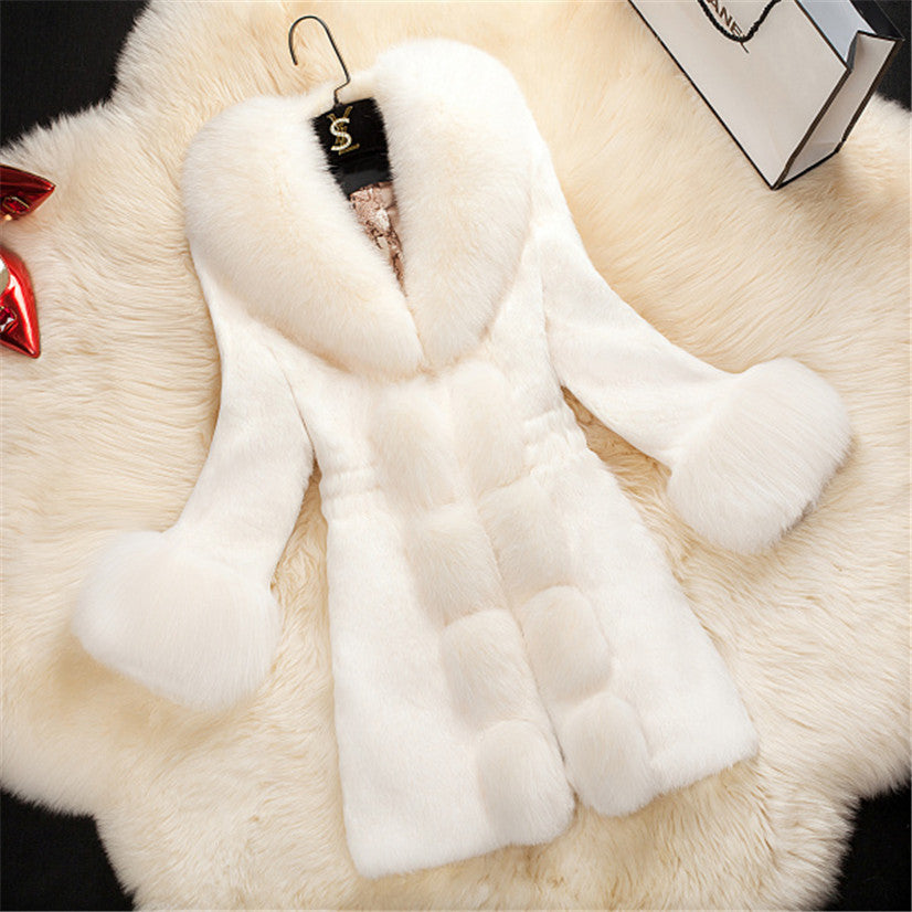 Fox Fur Elegant Thigh Length Coat