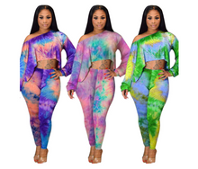 Load image into Gallery viewer, Tie-Dye 2PC Loose Top Pants Set
