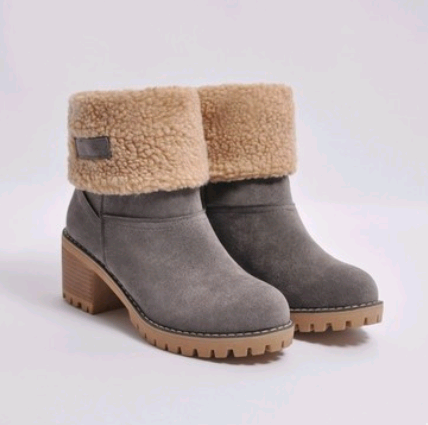 Thick Heeled Suede Snow Boots