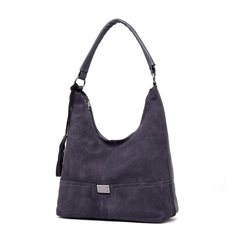 Large Zipped Shoulder Bag in Solid Colors