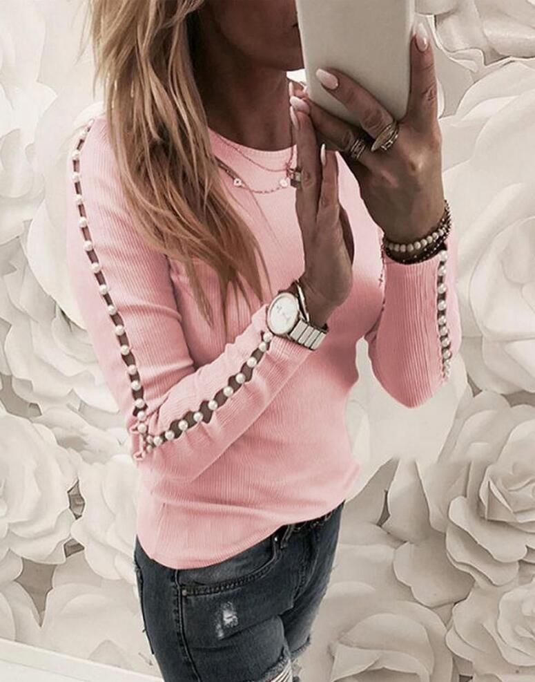 Sweater with Beaded Accent Sleeves