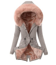 Load image into Gallery viewer, Hooded Drawstring Plush Jacket Women
