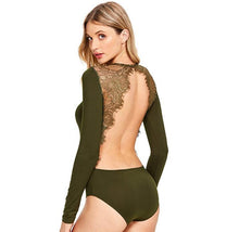 Load image into Gallery viewer, Lace Panel Long Sleeve Bodysuit
