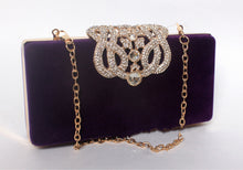 Load image into Gallery viewer, Rhinestone Crown Suede Clutch
