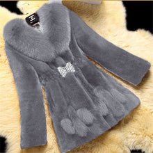 Load image into Gallery viewer, Mid-Length Fox Fur Collar Elegant Coat
