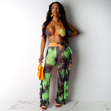 Load image into Gallery viewer, 3 PC Bikini With Ruffled Pants Set
