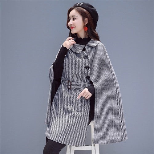 Woolen Blended Tweed Cape