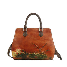 Load image into Gallery viewer, Flower Embossed Leather Handbag
