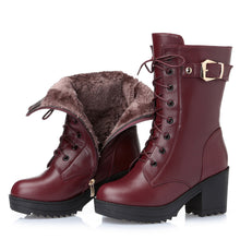 Load image into Gallery viewer, Leather Fur Lined High Top  Winter Boots
