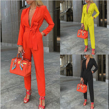 Load image into Gallery viewer, Belted Vibrant Colored Jumpsuit
