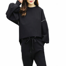 Load image into Gallery viewer, Piped Loose Hooded Sweater &amp; Pants Set
