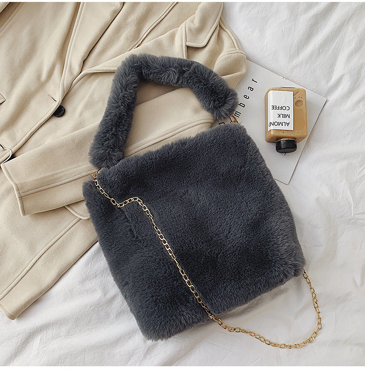 Plush Deep Solid Color Shoulder Bag