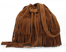 Load image into Gallery viewer, Bucket Fringed Accented Shoulder Bag
