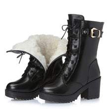 Load image into Gallery viewer, Leather Fur Lined High Top  Winter Boots
