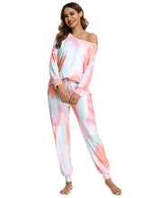 Load image into Gallery viewer, Off The Shoulder Tie-dye  2PC Pajamas Set
