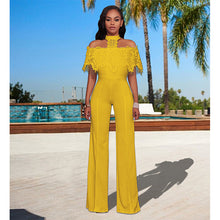 Load image into Gallery viewer, Elegant Wide Leg Off The Shoulder Laced Jumpsuit
