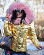 Load image into Gallery viewer, Ladies Short Down  Coat with Oversized Fur Hood
