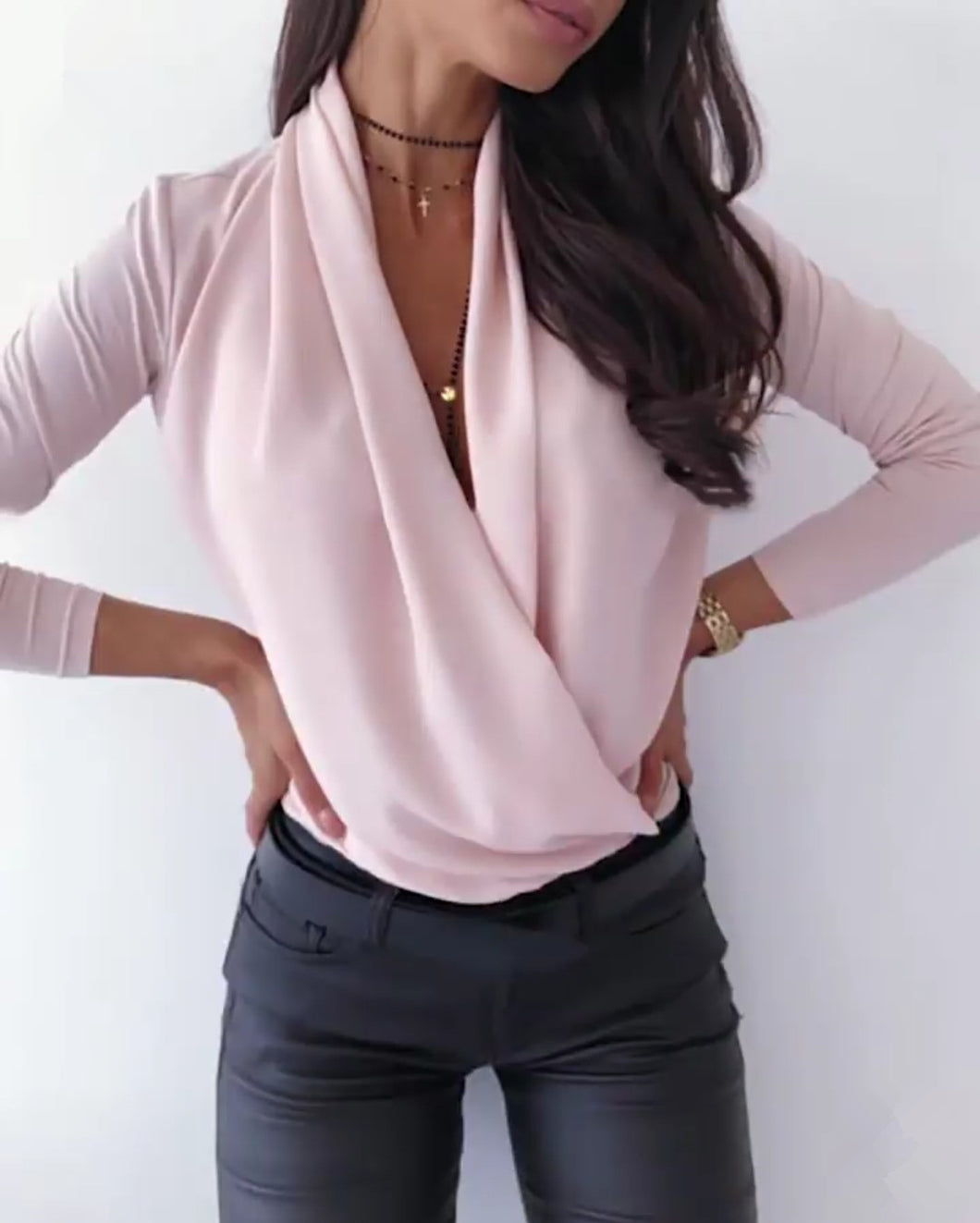 Deep V Swing Collar Blouse