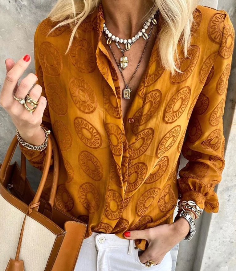 Button Down Decorative Blouse