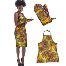 Load image into Gallery viewer, Vibrant African Graphic Print Apron Set
