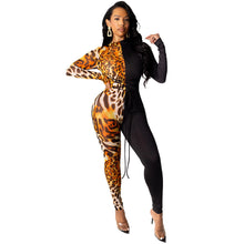 Load image into Gallery viewer, Round Neck Duel Print Stitched Jumpsuit
