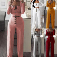 Load image into Gallery viewer, Long Sleeved Knitted Pant Set
