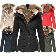 Load image into Gallery viewer, Ladies Fitted Fur Lined Padded Coat
