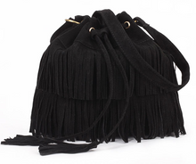 Load image into Gallery viewer, Bucket Fringed Accented Shoulder Bag
