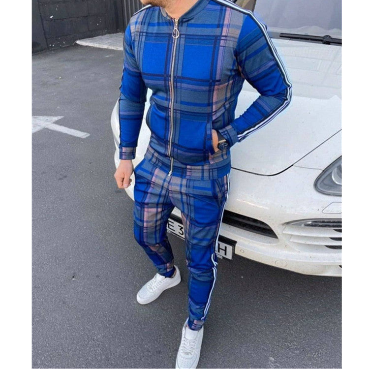 Plaid 2PC Casual Pants Suit