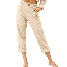 Load image into Gallery viewer, Linen Drawstring  Elastic Waist  Loose  Trousers
