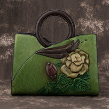 Load image into Gallery viewer, Leather Rose Embossed Handbags
