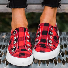 Load image into Gallery viewer, Plaid Stringless Canvas Sneakers
