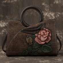 Load image into Gallery viewer, Leather Rose Embossed Handbags
